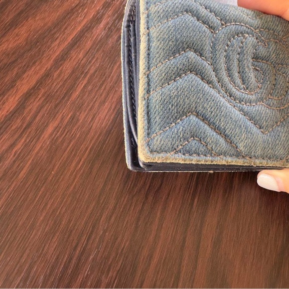 FULL INCLUSION! RARE Gucci Pearly GG Marmont Matelasse Denim Wallet with Chain. - Picture 13 of 16